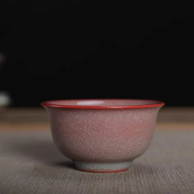 Longquan Ge Kiln Celadon Master Jin Lian Red Top Fish Roe Pattern Big Tycoon Cup Crackle Ceramic Kung Fu Tea Set Host Teacup