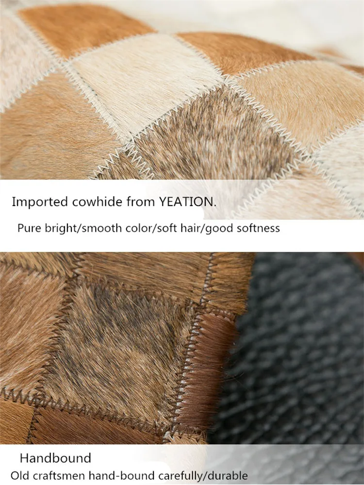 Tappeto con cuciture in pelle bovina fatto a mano soggiorno di lusso casa semplice moderno americano tavolino tappeto camera da letto comodino Mat Home Decor