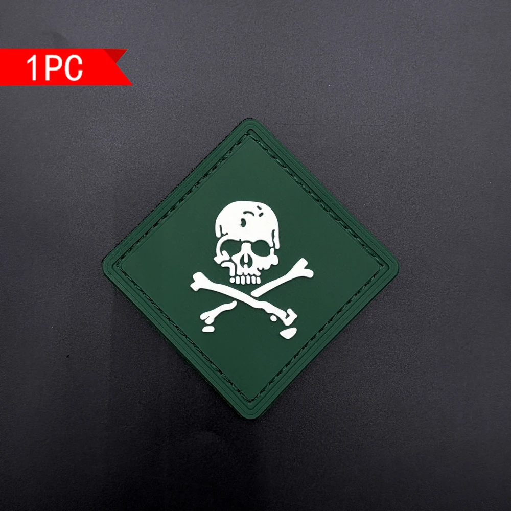 A Skull Pattern Pvc Patch Badge Sticker with Hook and Loop Backing, Suitable for Bags, Backpacks, Vests, and Clothing Decoration Embroidery Patches, Soft Rubber