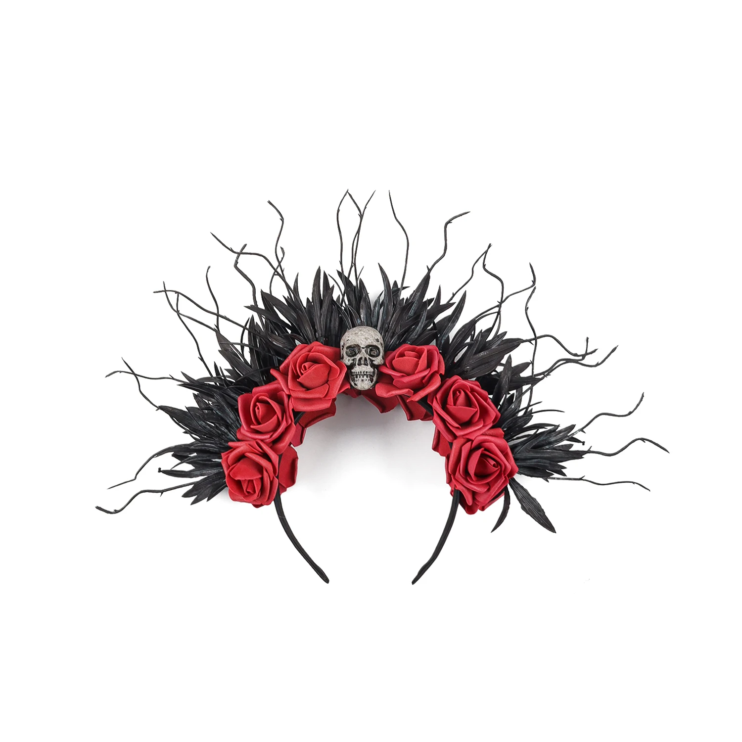 Accessorio per capelli con copricapo con teschio gotico per spettacoli di festival in maschera di Halloween Dettaglio costume di vendita caldo