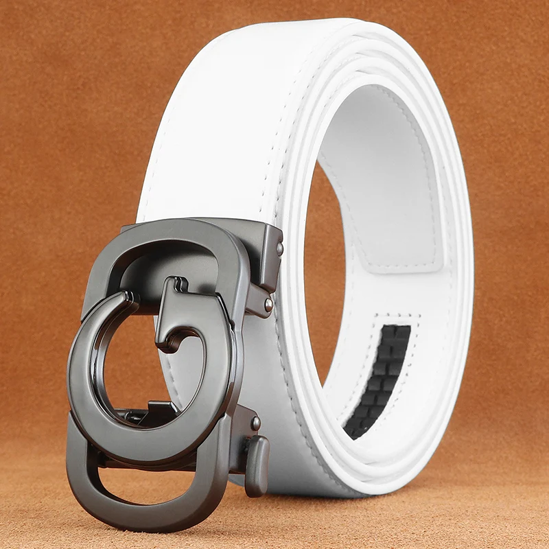 

High quality Genuine leather belts for men white designer G letter automatic buckle relaxed, luxury young people