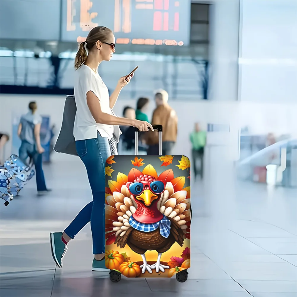 

1PC Fall Turkey Print Luggage Cover for luggage sizes 18 – 32 inches; dust and elastic travel accessories to effectively prot