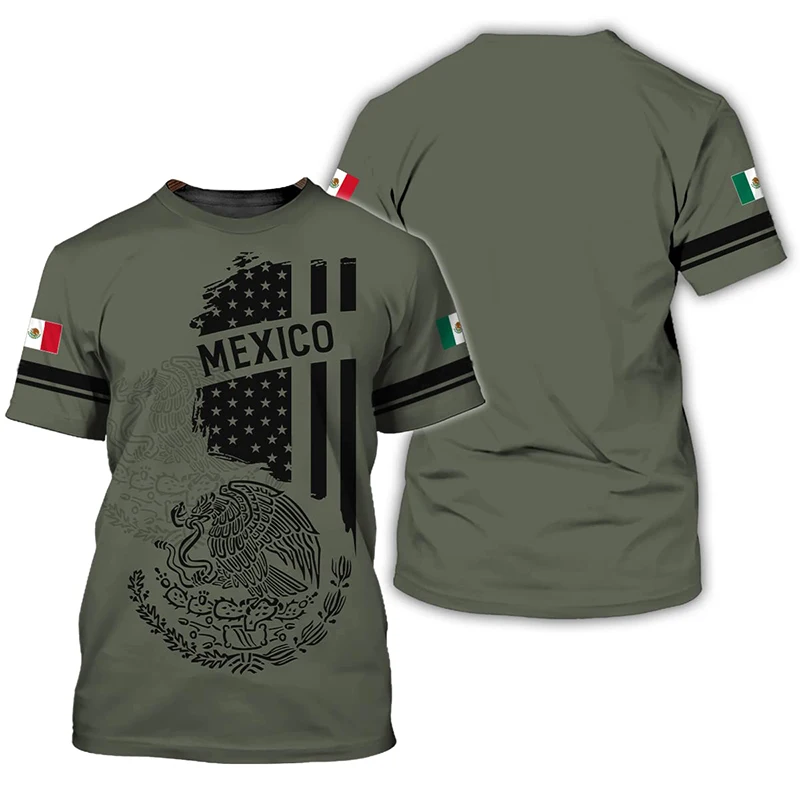 Mexico Flag 3D Print T-shirts Summer Mexican Men Short Sleeve Fashion Tees Streetwear Harajuku T Shirt Tops Clothing