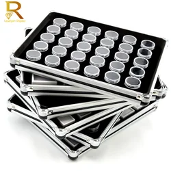 Metal Diamond Jewelry Tray With Insert Box Stone Gem Storage Exhibition Holder Gemstone Showcase Stone Display Organizer Boxs