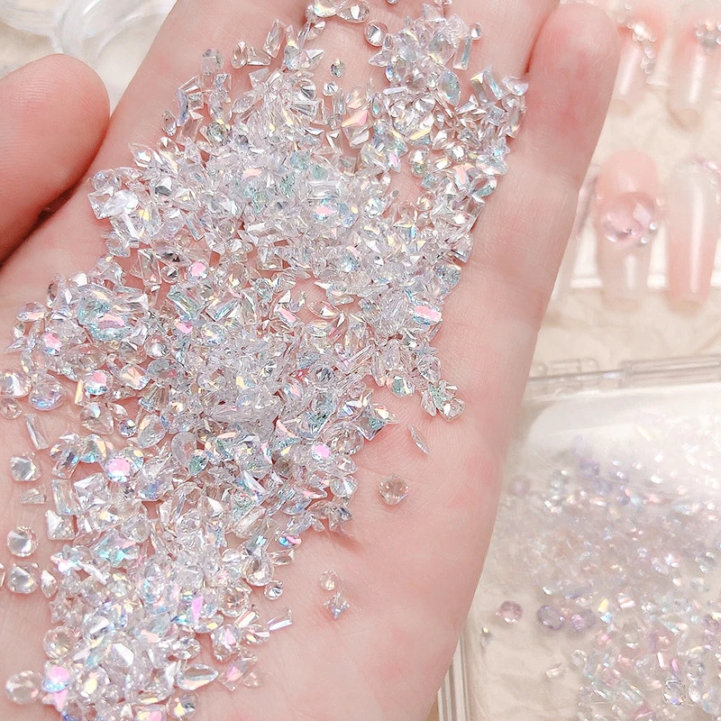 50Pcs Translucent Sparkling Mini Rhinestone Colorful Mixed Shaped Glitter Zircon Nail Art Decoration Manicure Shiny Accessories