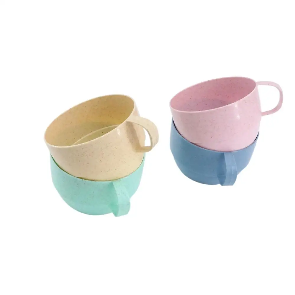 

Wide Mouth Simple Reusable Eco-friendly with Handle Kitchen Supplies Drinking Cup Drinkware Wheat Straw Cup Coffee Mug