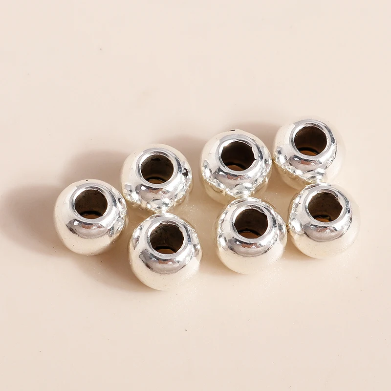 Leslie, 50 Stück, 5 mm, silberfarbene, kleine, runde CCB-Abstandshalter-Perlen zum Basteln von Schmuck, für DIY-Armbänder und Halsketten. – Detail 5
