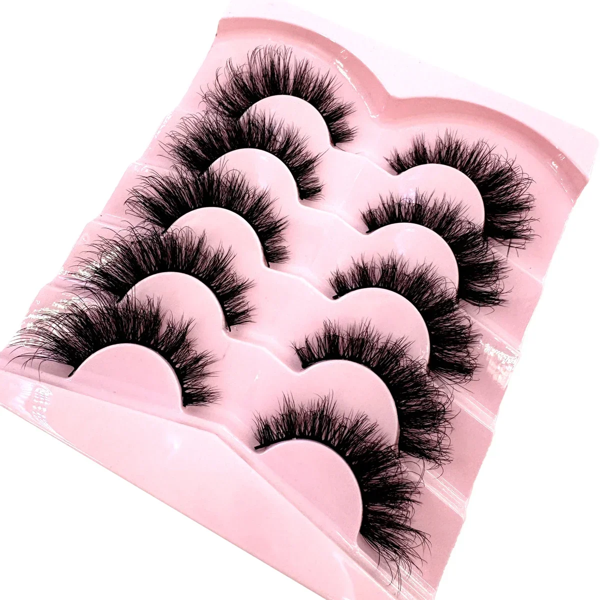 HBZGTLAD 5 pairs of 3D mink Russian curly fluffy soft cross dramatic natural false eyelashes thick dramatic eyelashes