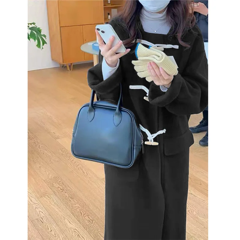 

Full wool discount, wool coat women's horn buckle hooded college woolen coat cashmere coat women's