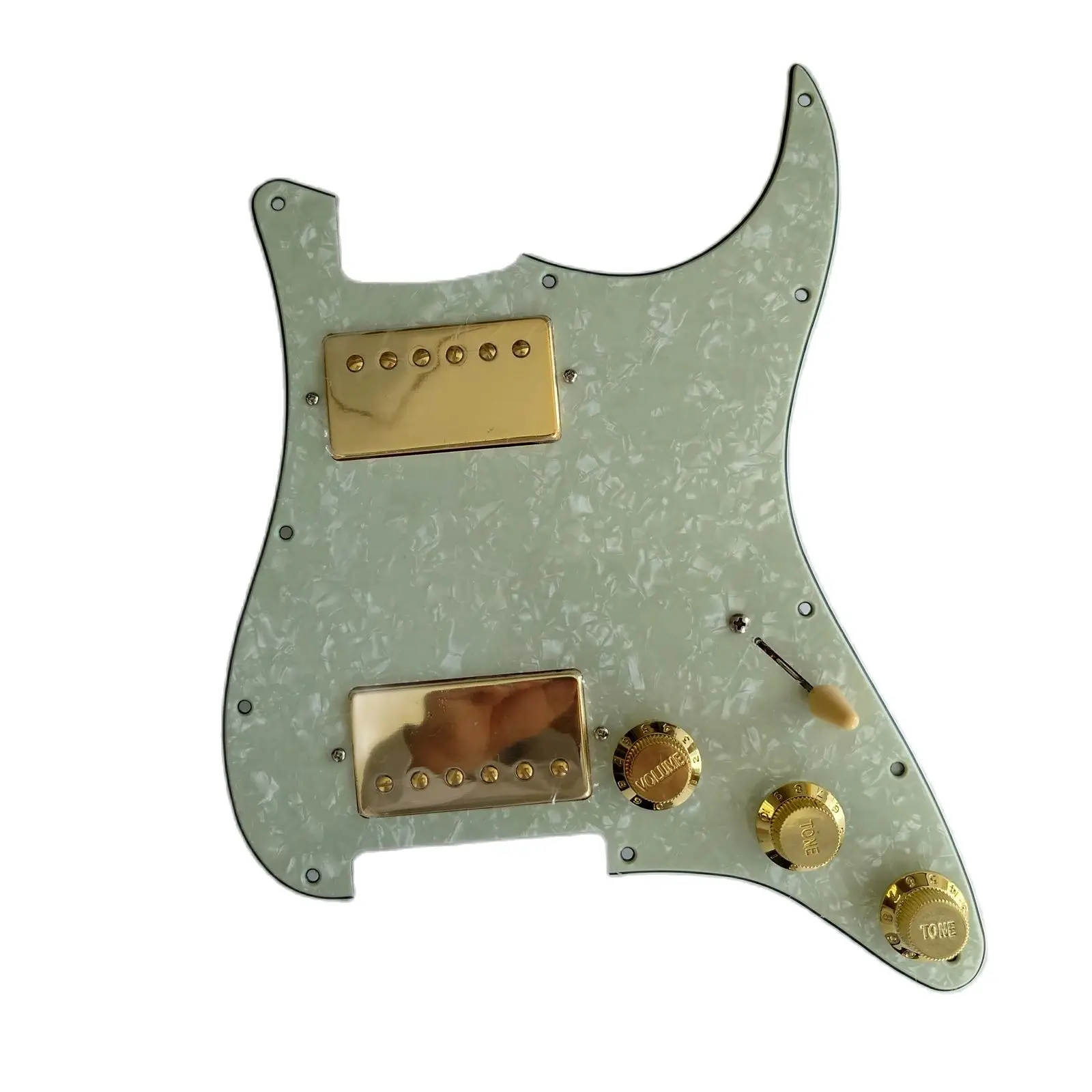 Upgrade Prewired HH Pickguard 2 Alnico V Gold Humbucker Coil Split 5 Way Blade for ST Professional Guitar Parts