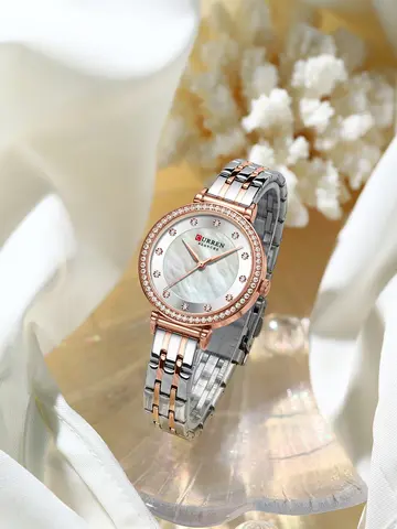 CURREN Top Brand Ladies Simple Fashion Quartz Watch Stainless Steel Classic Elegant Diamond Waterproof Ladies Watch Reloj Mujer
