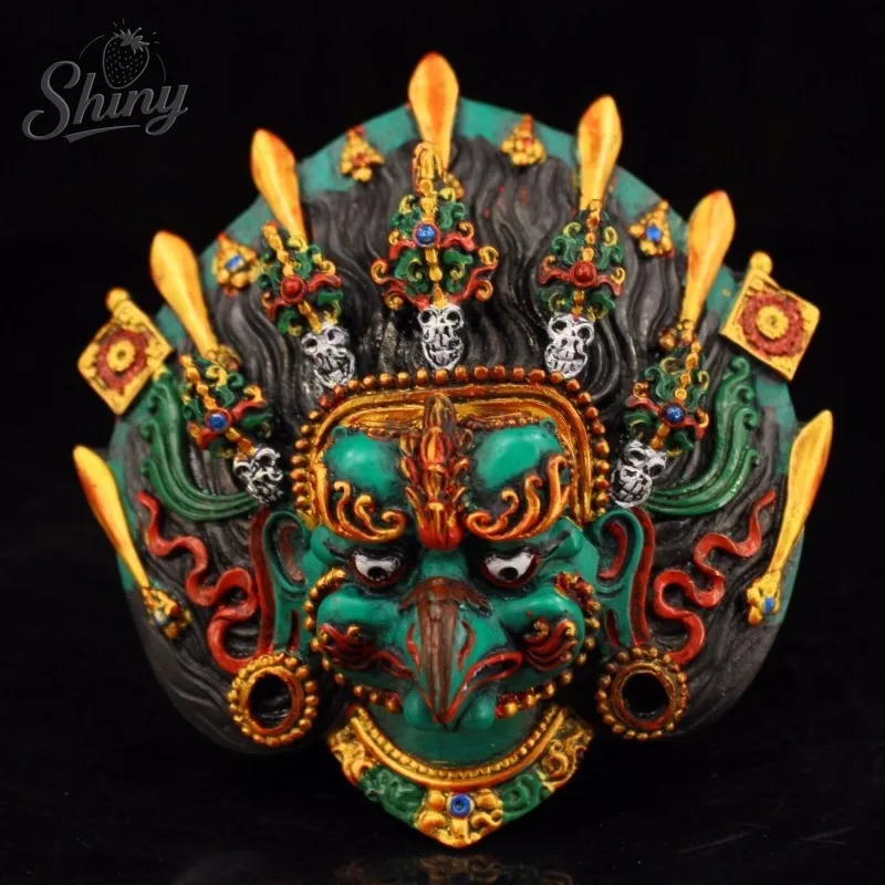 Nepal Handmade Colored Drawing Gold Eagle Lacquerware Hung Statue for Guard  House Exorcise Evil Spirit Feng Shui Decorations