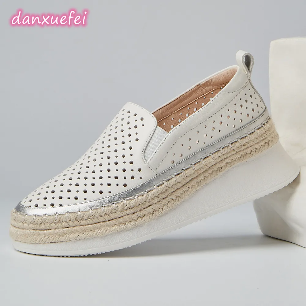 Danxuefei mocassini casual traspiranti estivi da donna con suola spessa e suola spessa scarpe con punta tonda