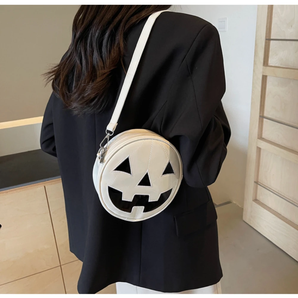 Adjustable Strap Satchel Round Pumpkin Crossbody Bag Pu Leather Bag High-Quality Devil Shoulder Bag For Travel Gifts For Mom