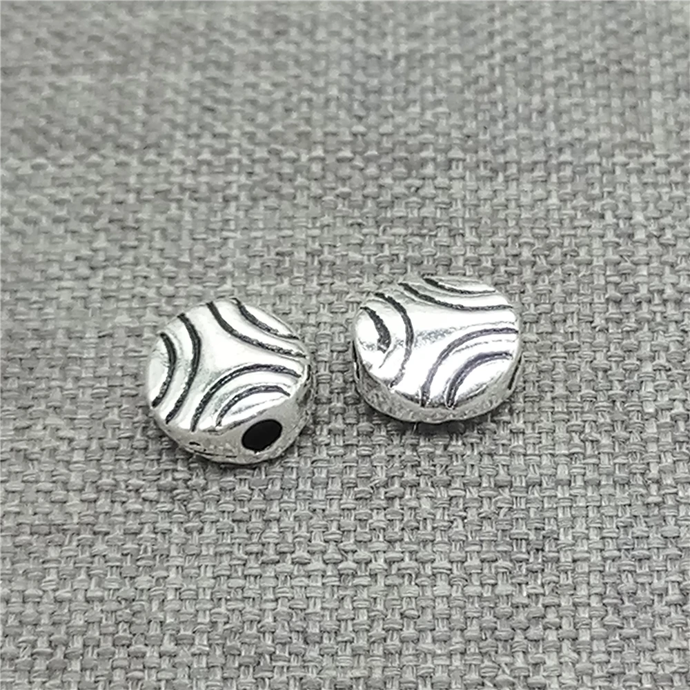 

10pcs of 925 Sterling Silver Small Flat Coin Beads 2-Sided for Bracelet Necklace 6mm