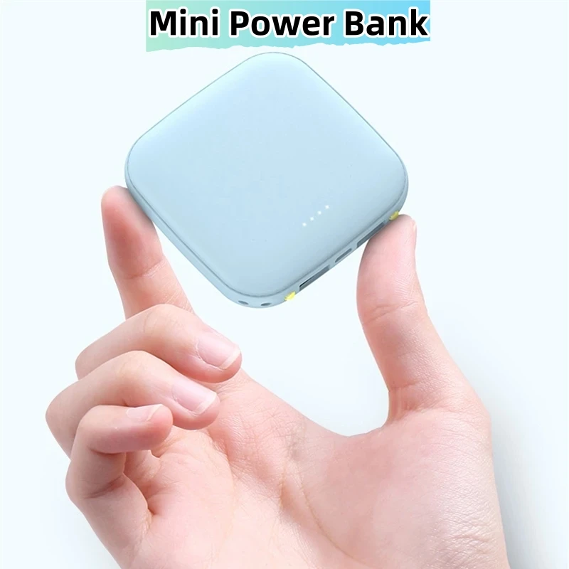 20000mAh Mini Power Bank Dual USB Portable Charger for iPhone 15 X Xiaomi Samsung Powerbank with LED Light External Battery Pack