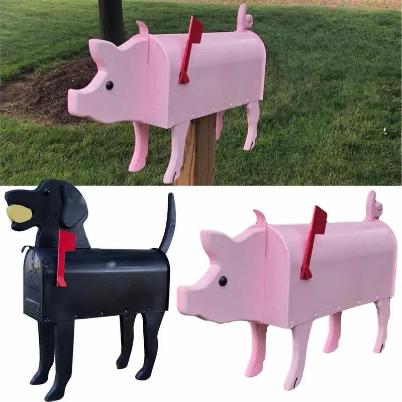 

Animal Shape Mailbox Weatherproof Dog And Pig Postal Box For Farm Courtyard Patio Creative Metal Mailbox Outdoor Garden Decor