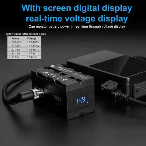 FOMITO NP-F Rotatable Double-sided Fake Battery Multi-Port System Dummy Battery Virtual Battery Monitor LED Light Power Supply