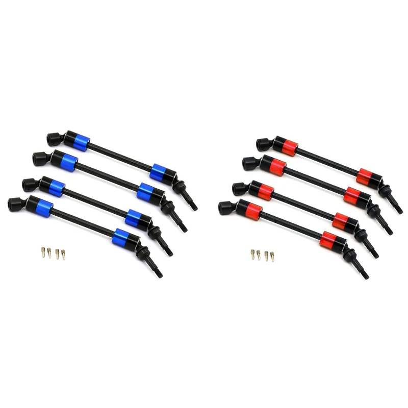 

8Pcs Steel CVD Universal Joint Drive Shaft Axle Parts For Traxxas 1/10 E-Revo Summit RC Car Accessories,Blue & Red