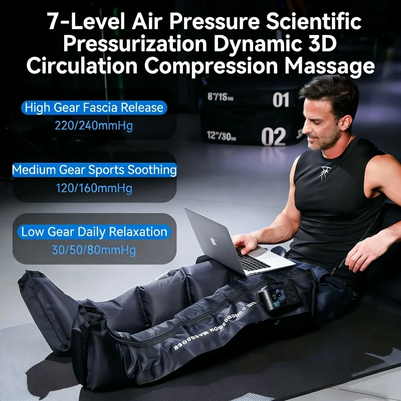 Upgrade Cordless Leg Massager Air Compression Recovery Boot for Athletes Foot Calf Muscle Relaxer for Relieve Feet Fatigue