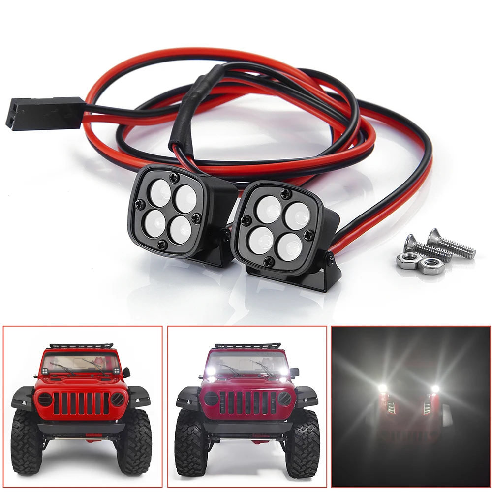 YEAHRUN LED Roof Lights Headlights Round Spotlight for Axial SCX10 III Gladiator TRX-4 TRX-6 1/10 RC Crawler Car Parts