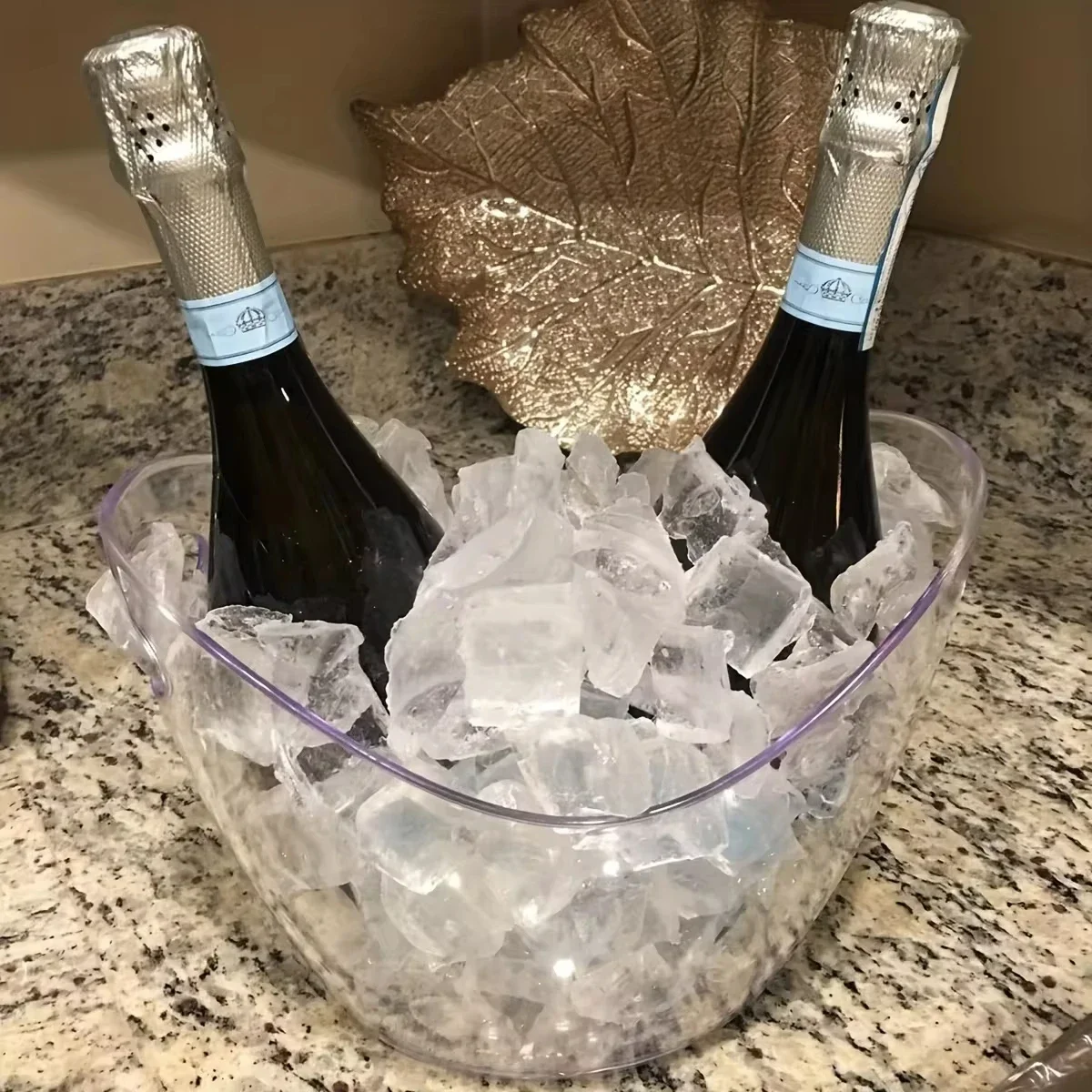 1PC Creative Ingot-Shaped Plastic Ice Bucket - 4L Large Capacity Acrylic Champagne Wine Chiller, Portable & Food-Contact Safe