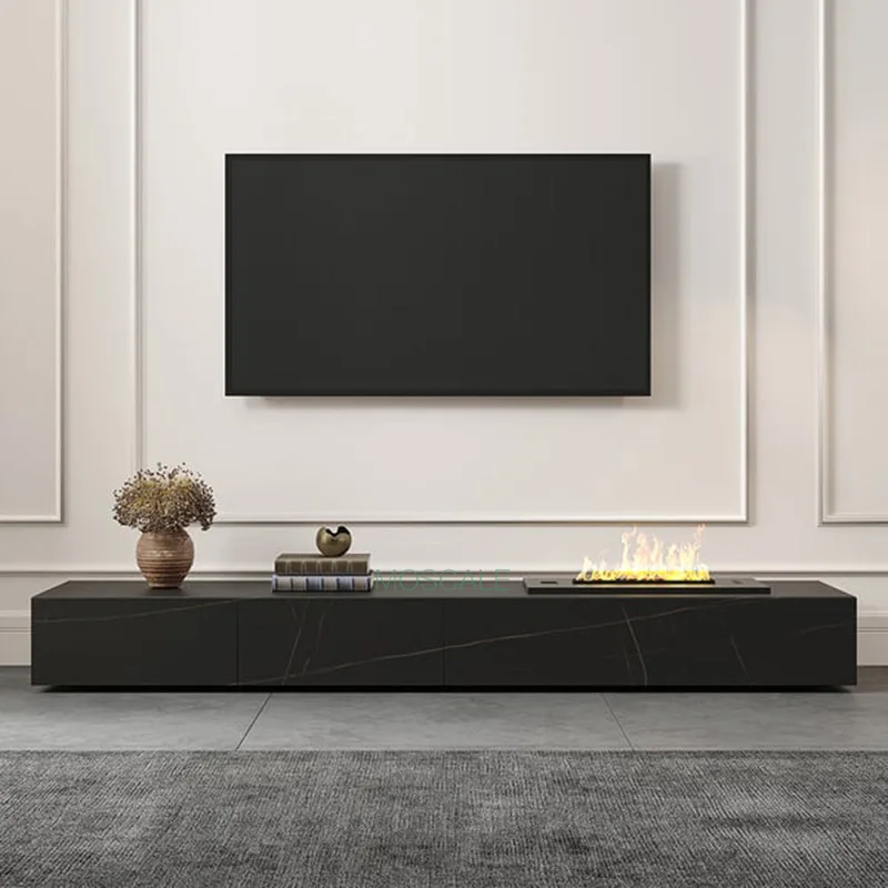 3D atomization embedded fireplace rock panel TV cabinet integrated humidifier decorative simulation stove flame solid wood