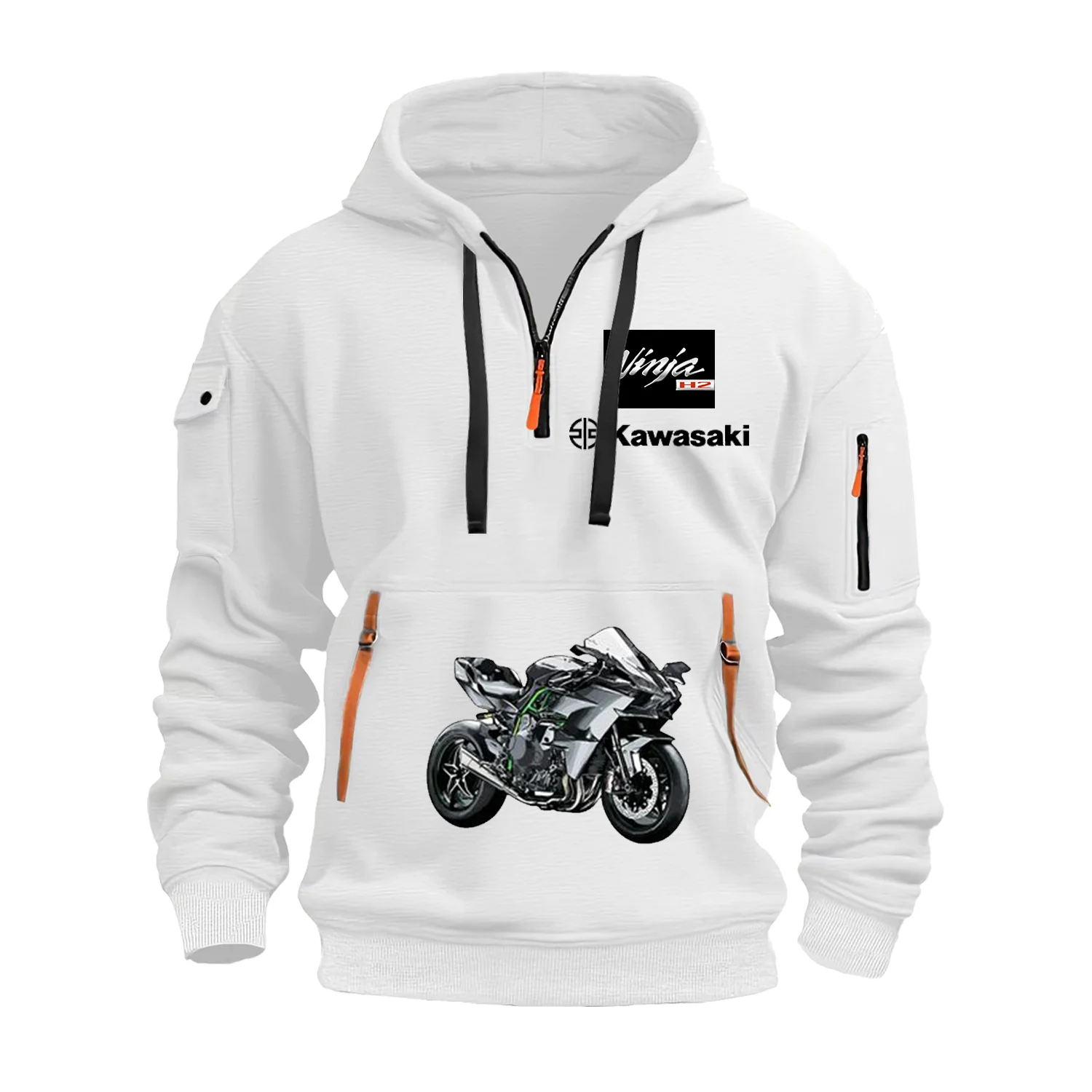 Kawasaki Extreme Sports Sweatshirt Motorcycle Uniform Oversized Hoodie High-quality Mens Clothing Racing Suit Hooded Zip-up