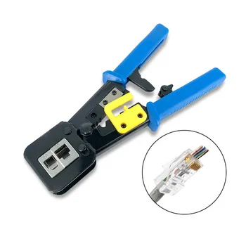 RJ45 Crimper Hand Netwerk Gereedschap Tang RJ12 Cat5 Cat6 8p8c Kabel Stripper Drukken Klem Door Gat RJ45 Plug Krimptang