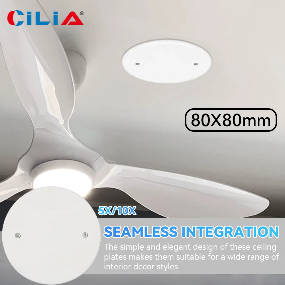 CILIA 1pc Round Junction Box Cover, Strong Wear-Resistant, PC Material, White, 60*60mm and 80*80mm Two Specifications to Choose