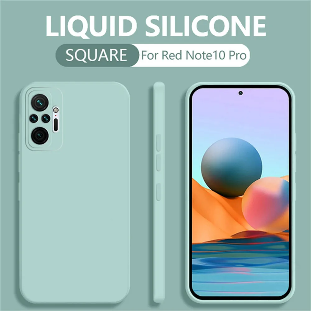 

Square Liquid Silicone Phone Case For Xiaomi Redmi Note 10 7 8 9 11 Pro Mi 11T lite Lens Protector Cover on Redmi 9A 9C 9T Case