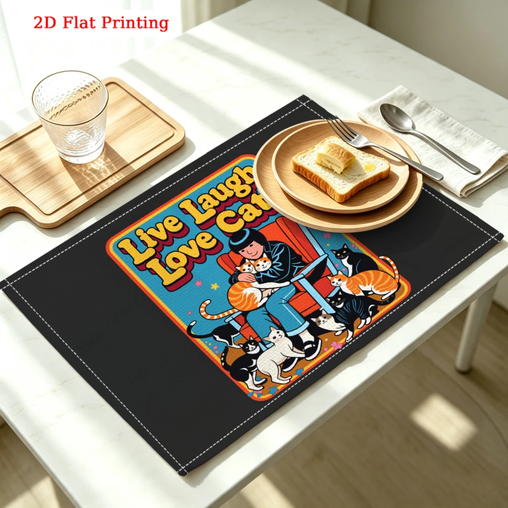 Live Laugh Love Kitchen Placemat Live Laugh Love Linen Pad Dish Coffee Cup Table Mat 1PC 30x40cm
