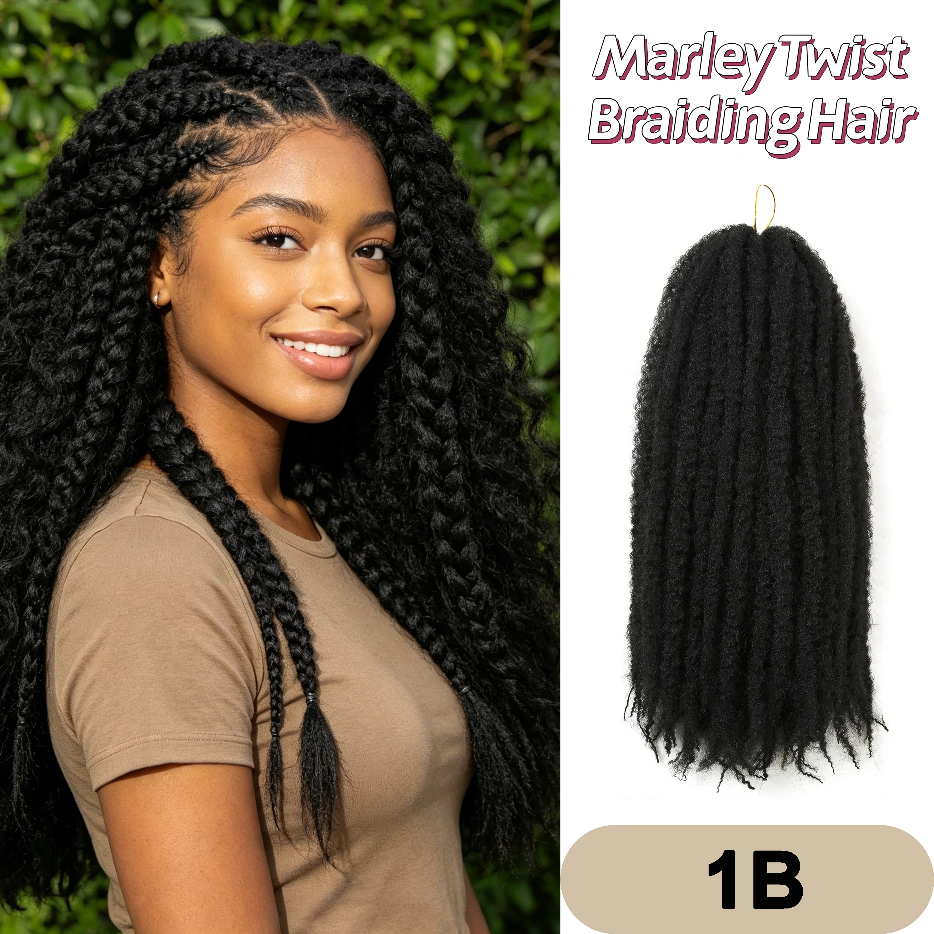 Marley Hair 18 Inch Synthetic Marley Braiding Hair Extensions Solid & Mixed Colors for Afro Kinky Marley Twist Braiding Hair