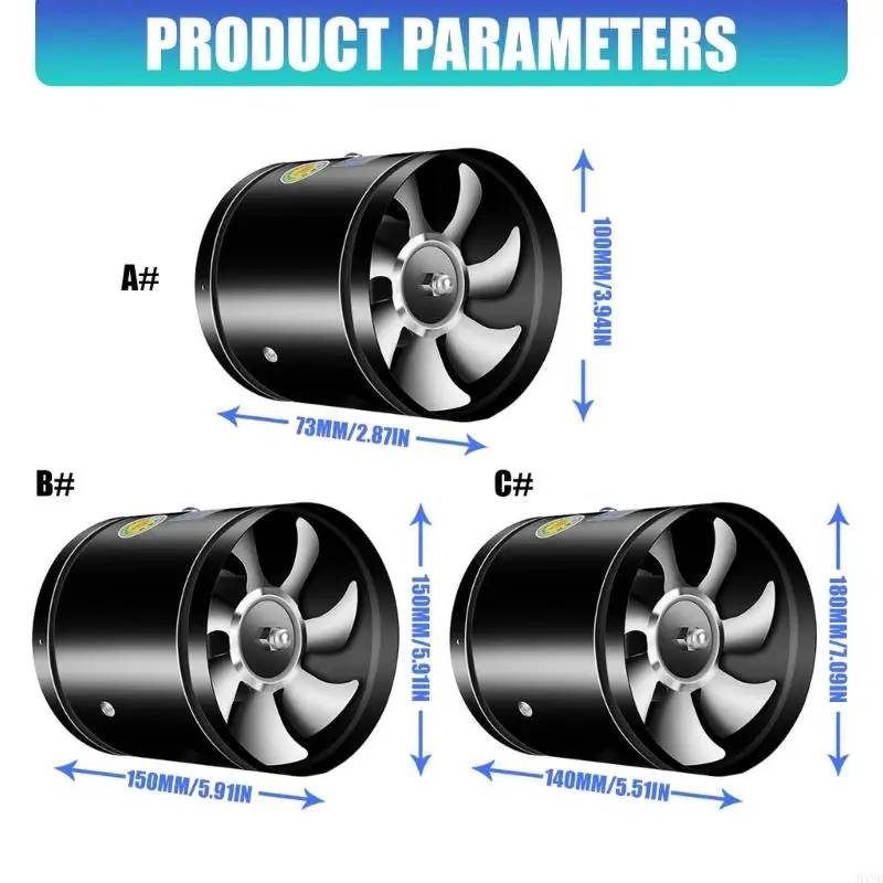 Round Duct Exhaust Fan 110V for Bathroom Moisture Control and Enclosed Area Air Exchange, Cylindrical Housing Body M4YD