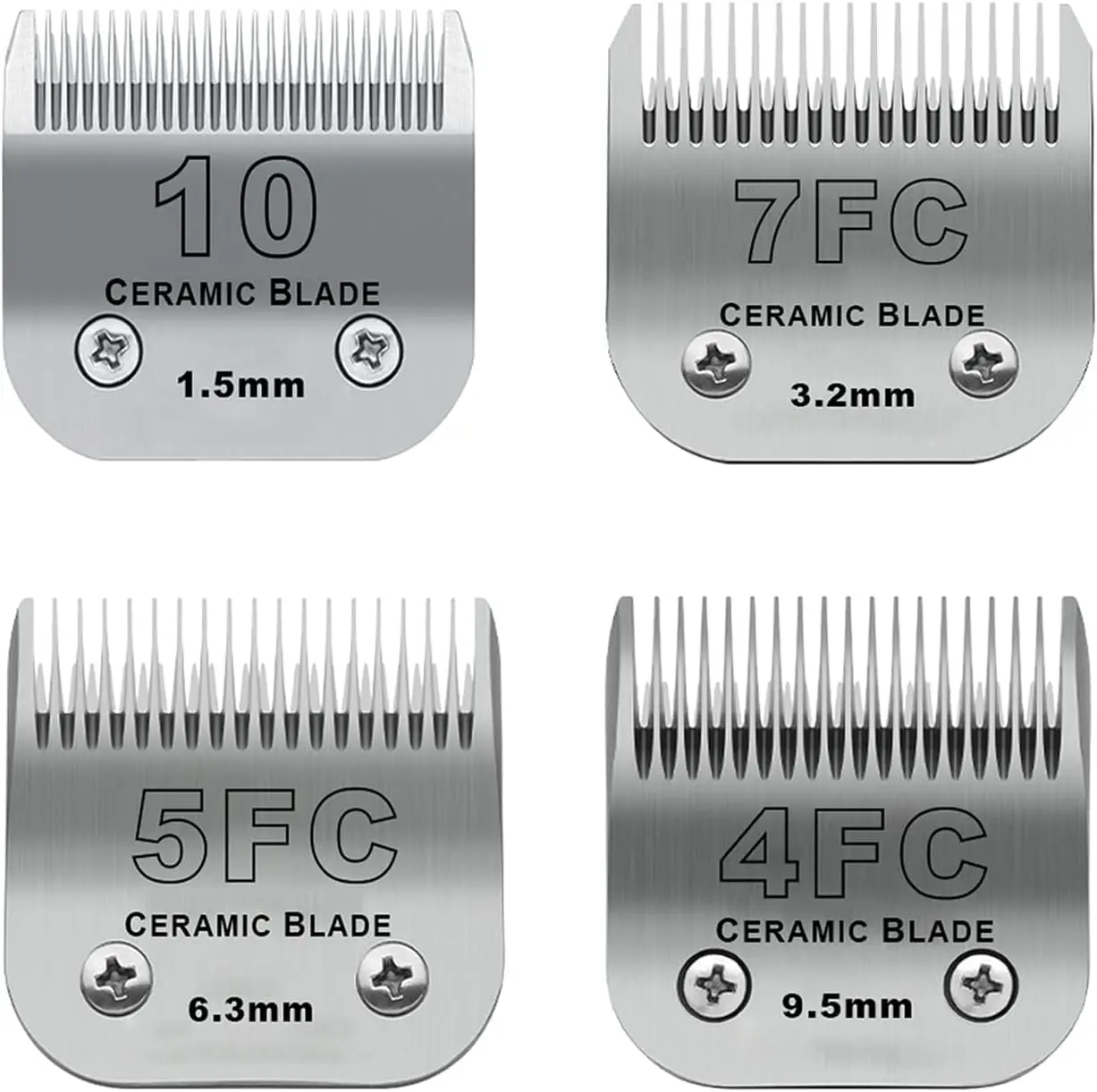 

Detachable Pet Dog Grooming Clipper Ceramic Blades Set, 4 Sizes for Smooth Cuts, Compatible with Popular Models