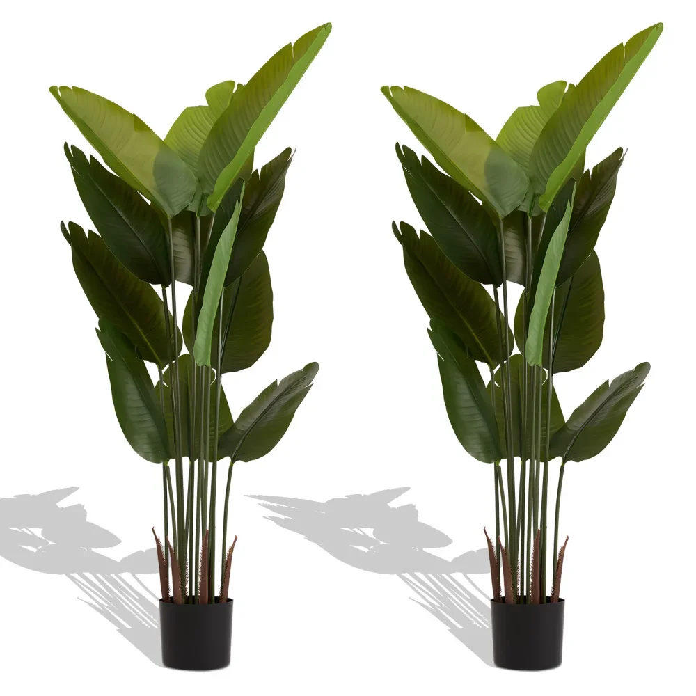 

5.2FT Artificial Bird of Paradise Plant in Pot for Indoor or Outdoor Home, Office, or Garden Decoration, 2pcs/set