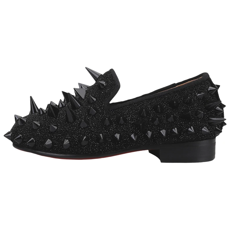 Piergitar Classic Parent-Child Shoes Style Handmade Customized Studded Children's Loafers For Birthday Party Red Sole Kid Flats