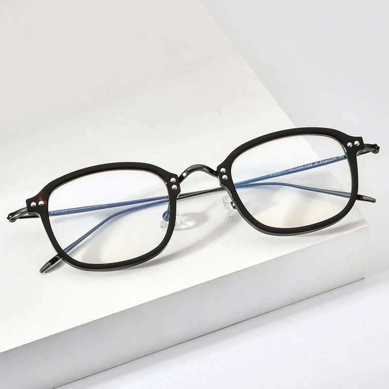 FONEX Acetate Titanium Glasses Frame Men 2021 New Retro Square Eyeglasses Women Spectacles Eyewear F85671