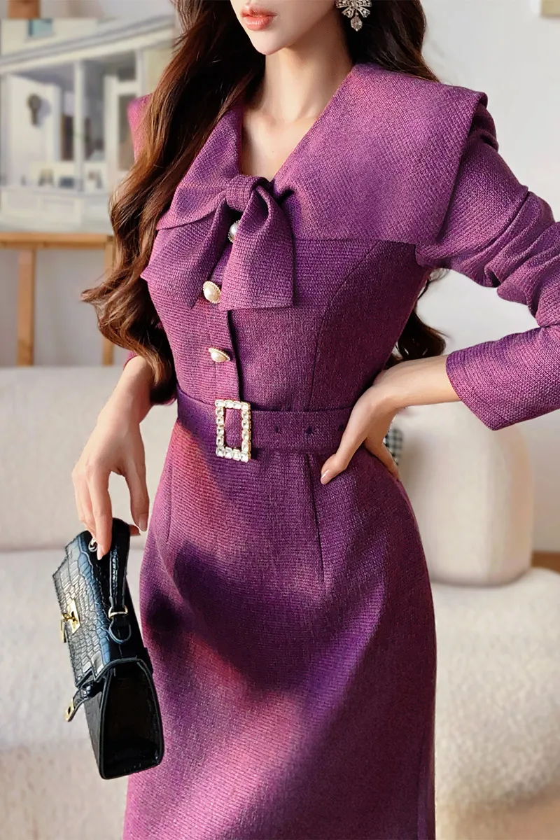 

DABUWAWA Tienda Vestidos Elegantes Para Mujeres Sallor Collar Bow Dress Women Sashes Light Weight Fancy Suiting Skirt DA1ADR009