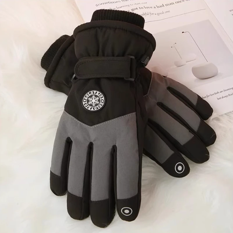 

Winter Ski Gloves Motorcycle Fleece Lined Keep Warm Biker Gloves Thicken Rekawice Robocze Safety Supplies Cycling Windproof Cold
