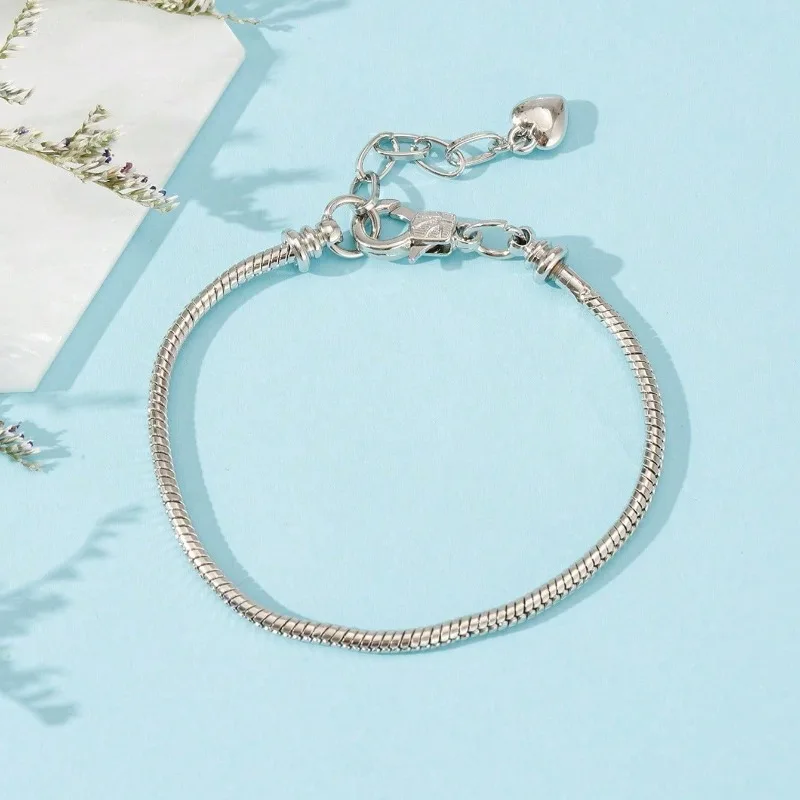 1 pçs feminino prata coração cobra osso corrente pulseira personalizado amor pingente simples romântico ajustável versátil