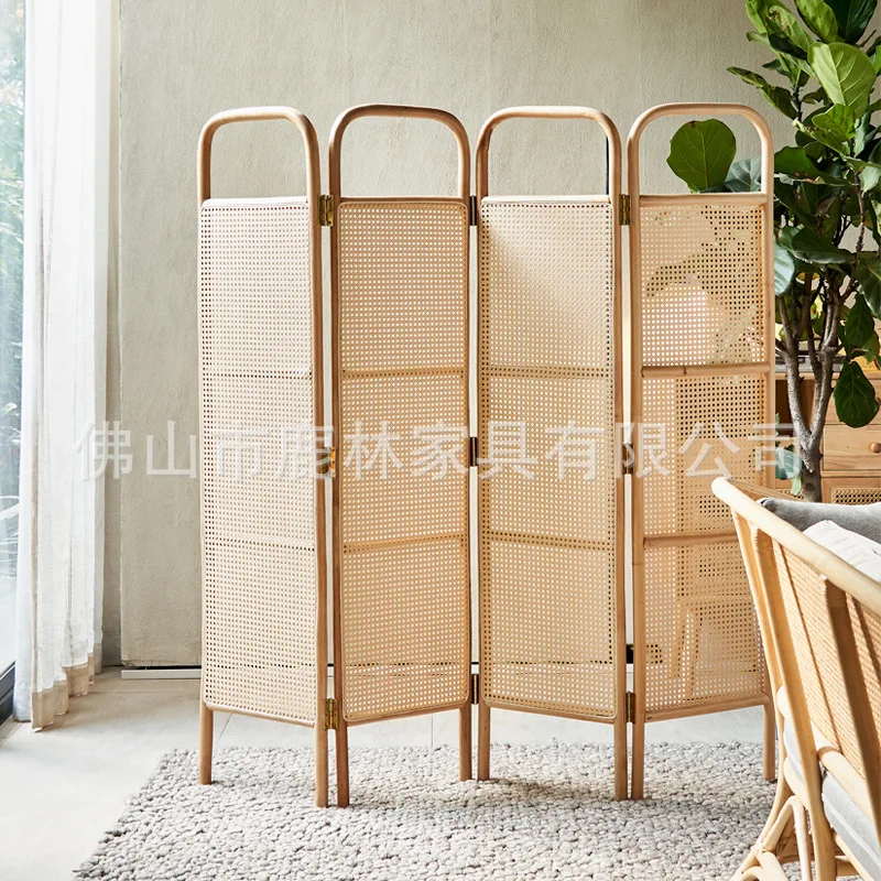 

Modern minimalist and creative home living room rattan woven folding screen decoration partition wall hotel