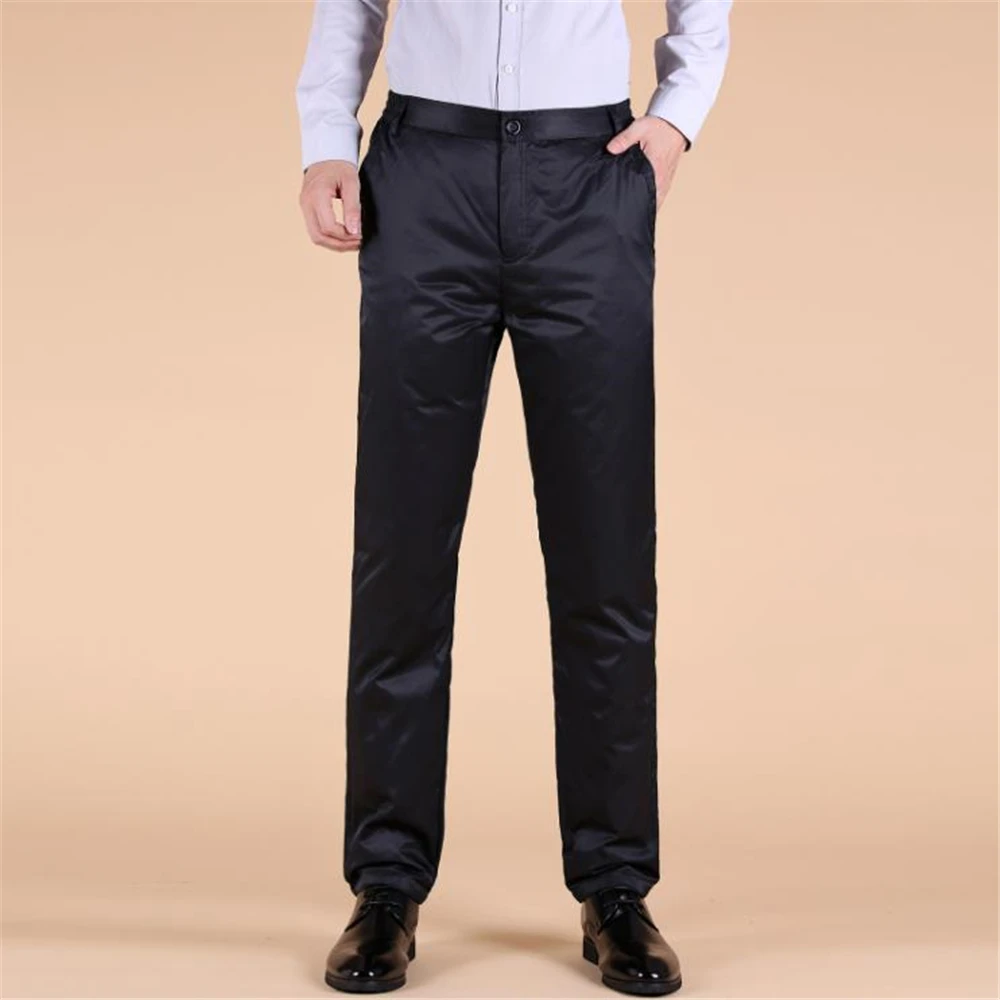 Man Fall Solid Hot Sale Thick High Straight 100% White Duck Down Pants Male Winter Hot Sale Elastic Waist Warm Down Trousers