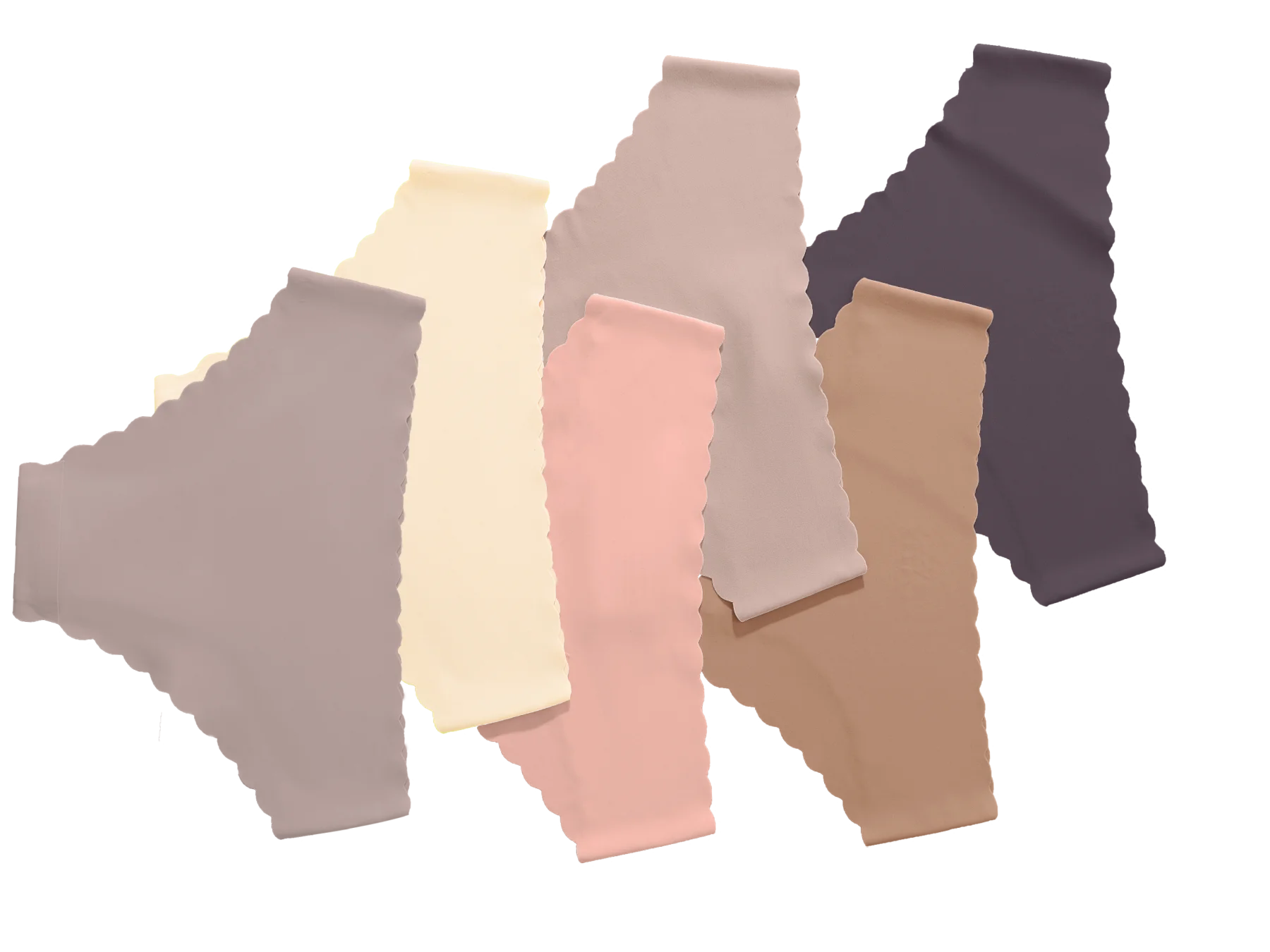 6-Piece Set of Women's Solid Color Underwear with Wavy Lace, Smooth, Seamless, Comfortable, Breathable and Quick Drying