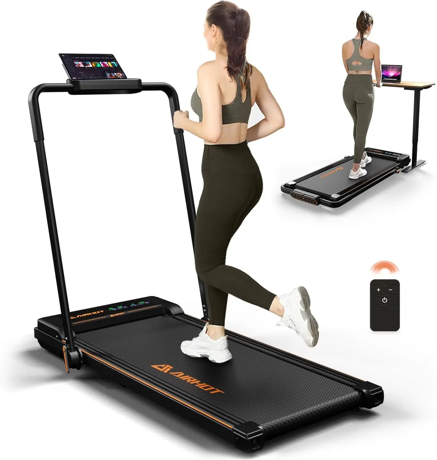 Remote Control & LED Display, Quiet Desk Treadmill for Compact Space