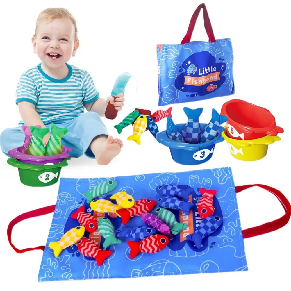 Cloth Fish Sorting Game Toddler Fishing Toy Educational Toddler Fishing Game Set with Color Sorting Cloth Fish Toys for Boys