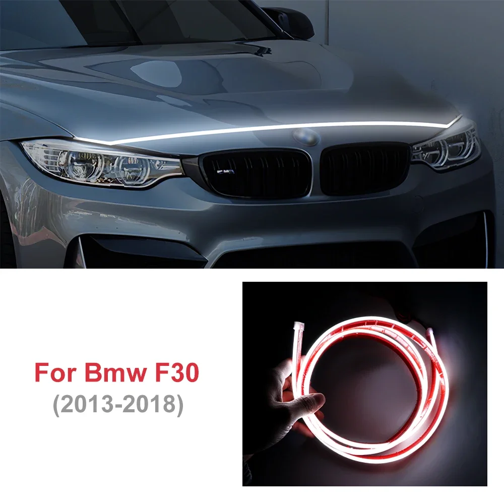For BMW F30 2013-2018 Flexible Waterproof 12V DRL Atmosphere Lamp Decal Car LED Hood Light Dynamic Daytime Running Light Strips