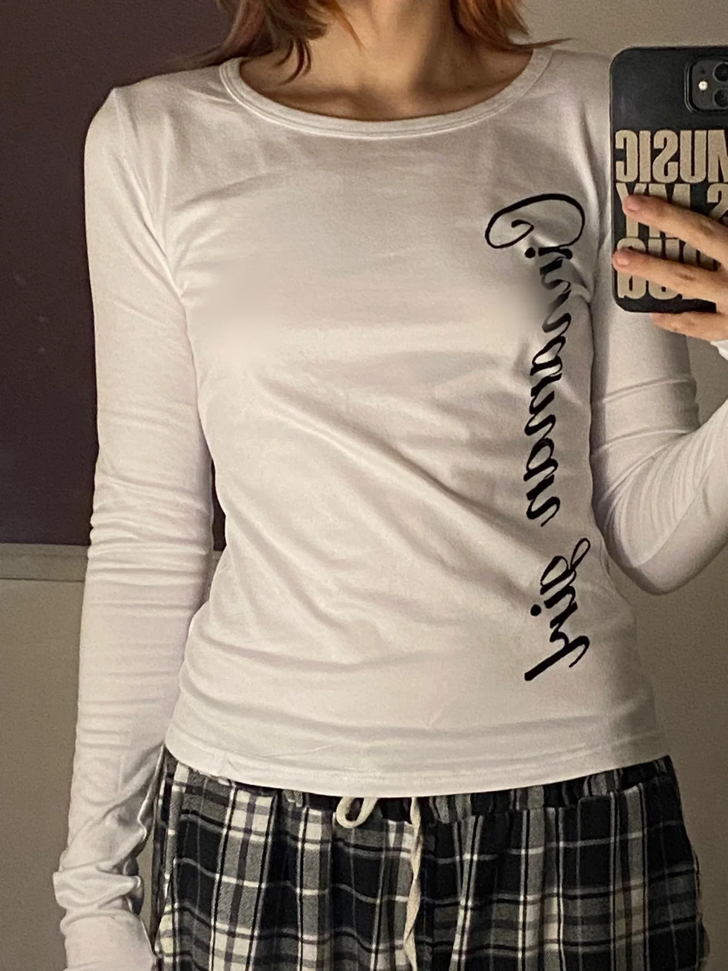 

Винтажная футболка с графическим принтом и круглым вырезом, футболка с длинными рукавами, женские облегающие укороченные топы для девочек, уличная одежда 2000-х годов, Y2K, летние топы эмо