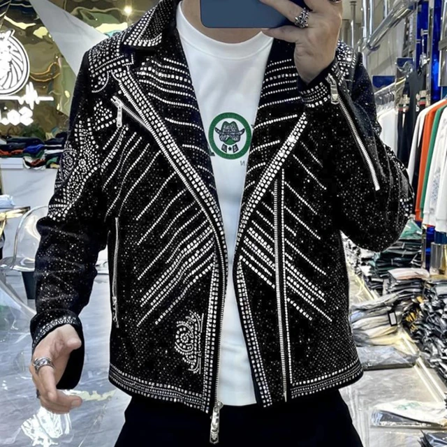 Luxury Diamond Men s Jacket Men Rhinestone Jackets Luxury Jacket Men Drill Jacket Jackets Aliexpress