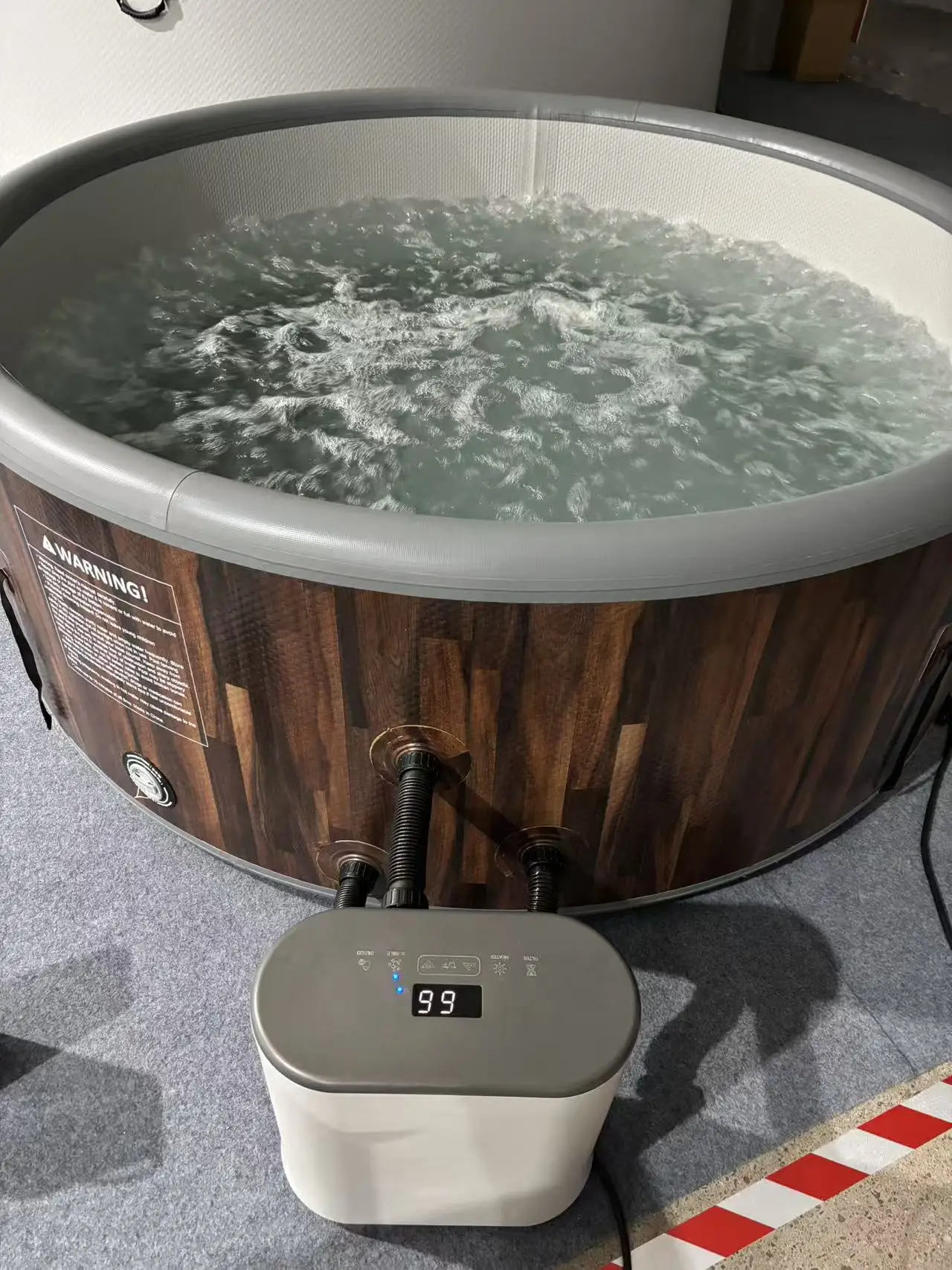 Jacuzzi Inflable para el Hogar, Bañera de Hidromasaje Portátil para Exteriores con Calentador y Masaje, para 2-3 Personas